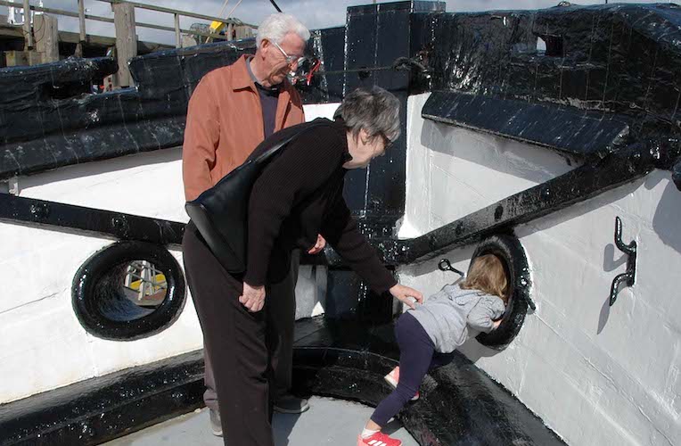 Visiting family to LV50 on an open day. Child looking through towing port