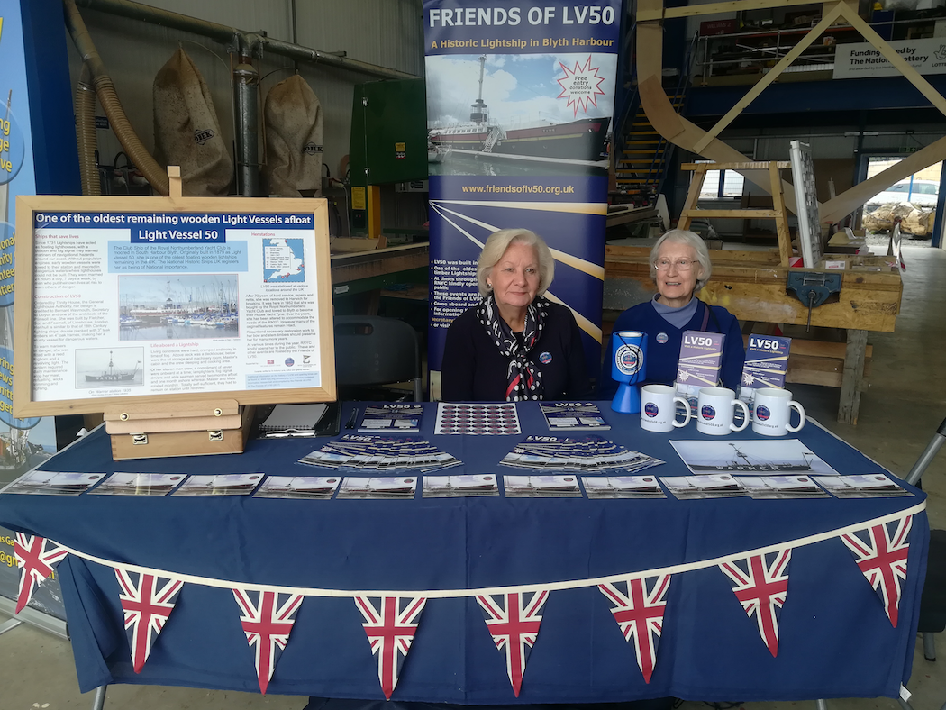 LV50 representatives at their stall in 2019 while attending an event for Blyth's Tall Ship