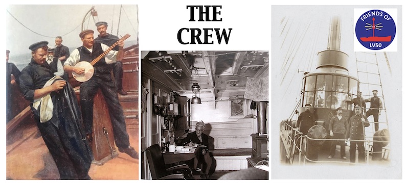 A montage of lightship crew relates images